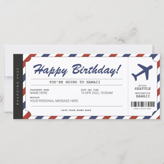 Überraschung Geburtstag Boarding Pass Flugzeug Ges (Vorderseite)