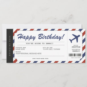 Überraschung Geburtstag Boarding Pass Flugzeug Ges Einladung