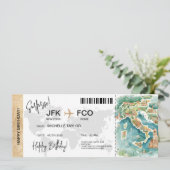 Überraschung Geburtstag Boarding Pass Italien Tick Einladung (Stehend Vorderseite)