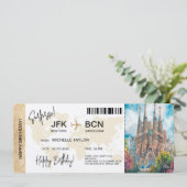 Überraschung Geburtstag Boarding Pass Ticket Einladung (Stehend Vorderseite)
