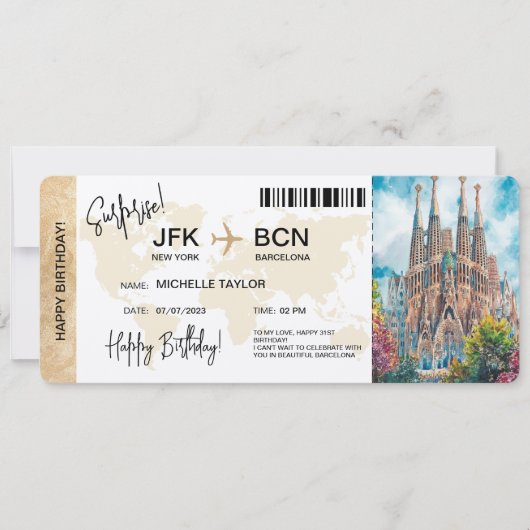 Überraschung Geburtstag Boarding Pass Ticket Einladung (Vorderseite)