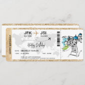 Überraschung Geburtstag Boarding Pass Ticket Griec Einladung (Vorne/Hinten)