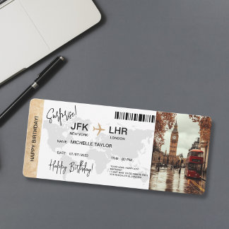 Überraschung Geburtstag Boarding Pass Ticket Londo Einladung