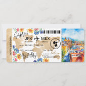 Überraschung Geburtstag Boarding Pass Ticket Mexik Einladung (Vorderseite)