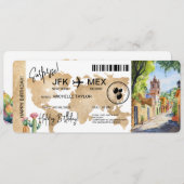Überraschung Geburtstag Boarding Pass Ticket Mexik Einladung (Vorne/Hinten)
