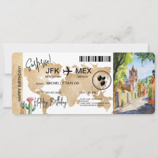 Überraschung Geburtstag Boarding Pass Ticket Mexik Einladung