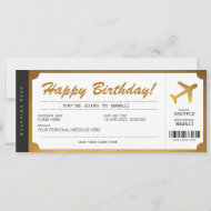 Überraschung Geburtstag Bordkarte Flug Gold Ticket Einladung
