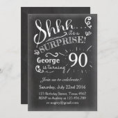 Überraschung Geburtstag Einladung 90 Chalkboard Ru (Vorne/Hinten)