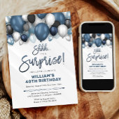 Überraschung Geburtstag Einladung mit blauen Ballo