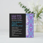 ÜBERRASCHUNG Geburtstag Lila und Blauer Blumenstra Einladung (Stehend Vorderseite)