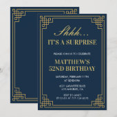 Überraschung Geburtstag Navy blauen Männer 52. Geb Einladung (Vorne/Hinten)