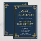 Überraschung Geburtstag Navy blauen Männer 93. Geb Einladung (Vorne/Hinten)