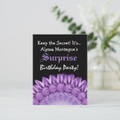 ÜBERRASCHUNG Geburtstag Purple Flowers Individuell Einladung (Stehend Vorderseite)