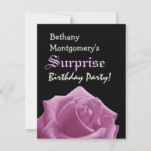 ÜBERRASCHUNG Geburtstag Rosa Rose Individuelle Nam Einladung (Vorderseite)