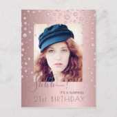 Überraschung Geburtstag staubige Rose Rosa Foto Ei Postkarte (Vorderseite)