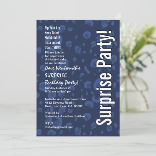 ÜBERRASCHUNG Geburtstags-moderner Einladung (Stehend Vorderseite)