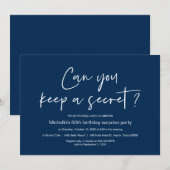 Überraschung Geburtstagsfeier, Navy Blue Einladung (Vorne/Hinten)