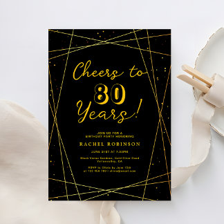 Überraschung Geburtstagsfeier Schwarz & Gold Geome Einladung