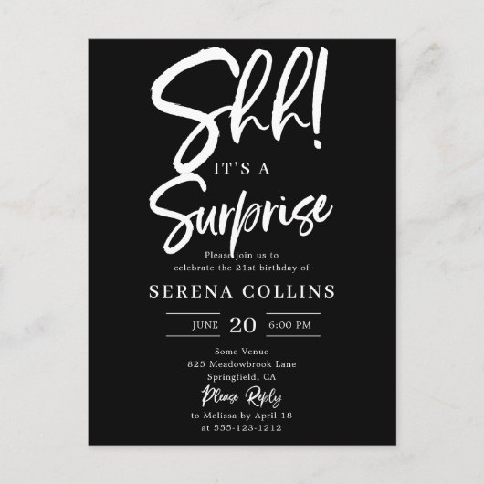 Überraschung Geburtstagskalligraphie Postkarte (Vorderseite)