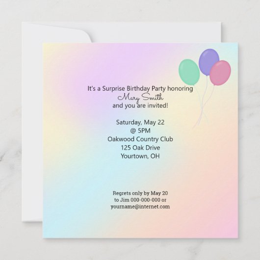 Überraschung Geburtstagskatze Karte (Rückseite)