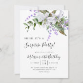 Überraschung Geburtstagspartei Weiße Blüteneinladu Einladung (Vorderseite)