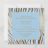 Überraschung Geburtstagsparty Blue Gold Zebra Einladung (Vorderseite)