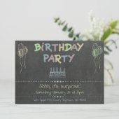 Überraschung Geburtstagsparty Chalkboard Einladung (Stehend Vorderseite)