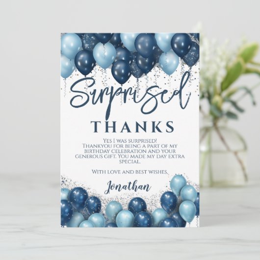 Überraschung Geburtstagsparty Danke (Stehend Vorderseite)