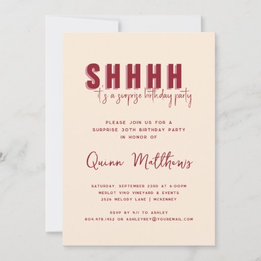 Überraschung Geburtstagsparty Einladung (Vorderseite)