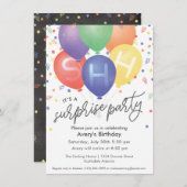 Überraschung Geburtstagsparty Einladung mit Ballon (Vorne/Hinten)