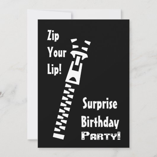 ÜBERRASCHUNG Geburtstagsparty Einladung Zip Your L (Vorderseite)