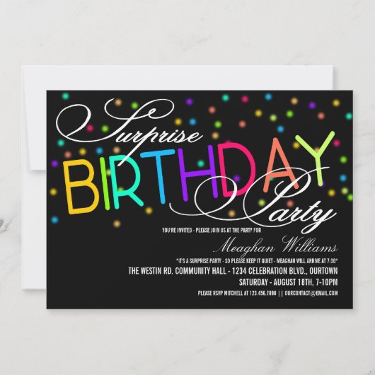 Überraschung Geburtstagsparty Einladungen (Vorderseite)