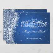 Überraschung Geburtstagsparty Funkeln Blau Einladung (Vorne/Hinten)