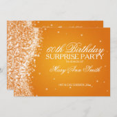 Überraschung Geburtstagsparty-Funkelorange Einladung (Vorne/Hinten)