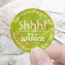 Überraschung Geburtstagsparty Gelbe Farbe Grün Runder Aufkleber