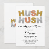 Überraschung Geburtstagsparty Hush Hush Gold Metal Einladung (Vorne/Hinten)