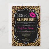 Überraschung Geburtstagsparty - Leopard Print Pink Einladung (Vorderseite)