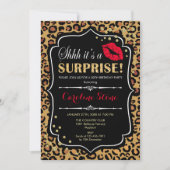 Überraschung Geburtstagsparty - Leopard Print Red Einladung (Vorderseite)