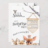 Überraschung Geburtstagsparty Niedlicher Tiere Ein Einladung (Vorne/Hinten)