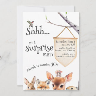 Überraschung Geburtstagsparty Niedlicher Tiere Ein Einladung