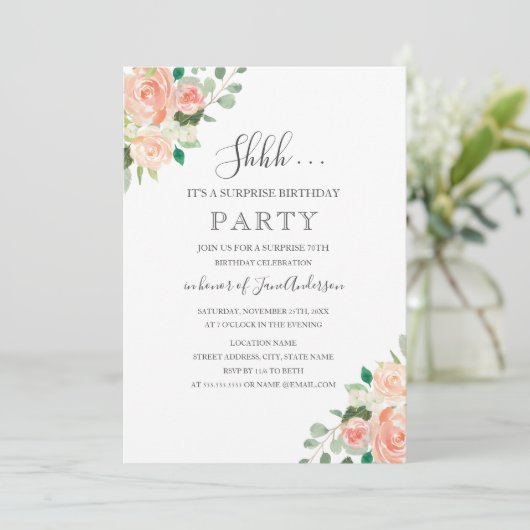 Überraschung Geburtstagsparty Pearl Einladung (Stehend Vorderseite)