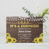 Überraschung Geburtstagsparty rustikale Holzgoldbl Einladung (Stehend Vorderseite)