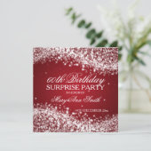Überraschung Geburtstagsparty Sparkling Wave Red Einladung (Stehend Vorderseite)