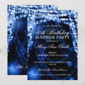 Überraschung Geburtstagsparty String Lights Blau Einladung (Vorne/Hinten)