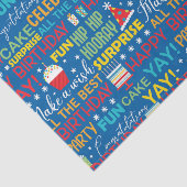 Überraschung Geburtstagsparty Typografie Muster Seidenpapier (Ausschnitt)