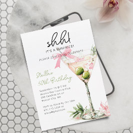 Überraschung Geburtstagsparty Wasserfarbe Martini Einladung