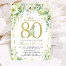 Überraschung Gold 80. Geburtstag Grün Weiß Floral