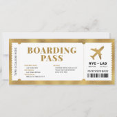 Überraschung Gold Boarding Pass Flugzeug Geschenkk Einladung (Vorderseite)