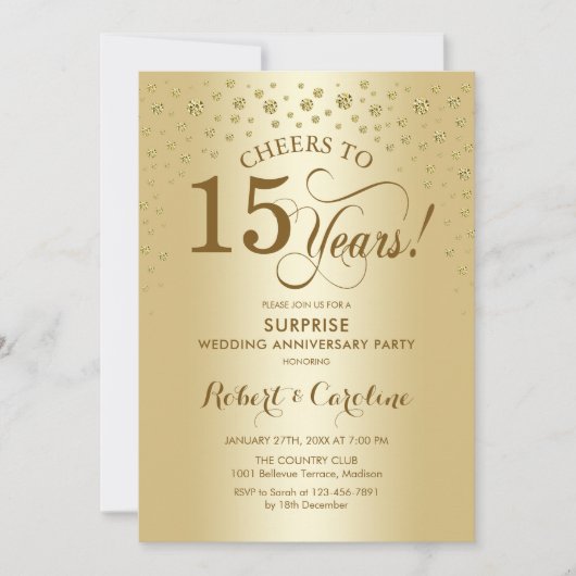 Überraschung Golden 15-jähriges Jubiläum Einladung (Vorderseite)