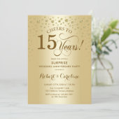 Überraschung Golden 15-jähriges Jubiläum Einladung (Stehend Vorderseite)